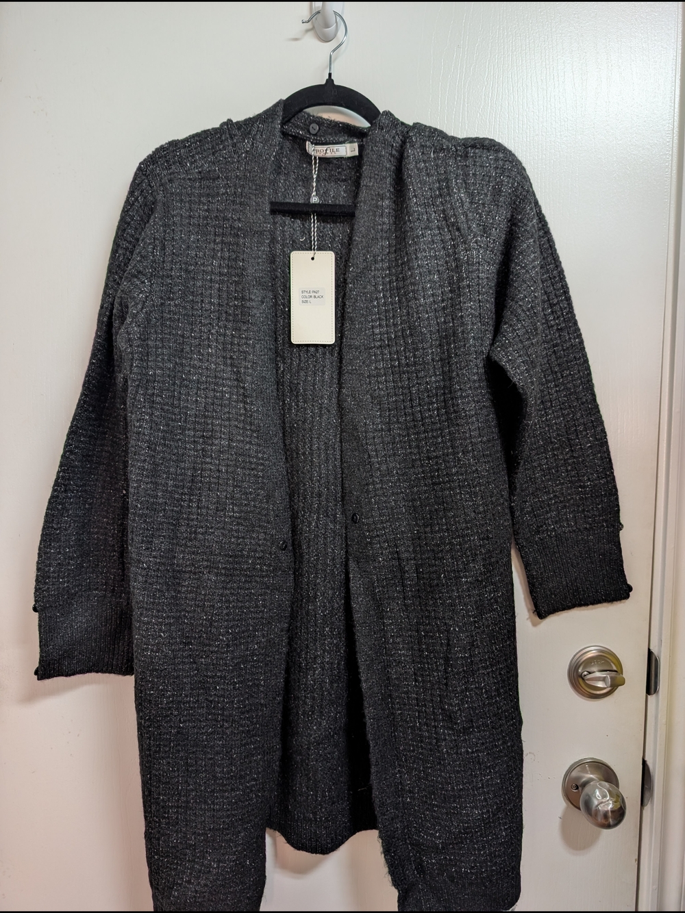 Charcoal Open-Front Long Cardigan